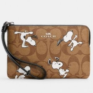 Coach x Peanuts Corner Zip Wristlet with Snoopy